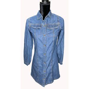 Children's Place Top Girls Size X Large 14 Denim Shacket Blue Long Sleeve Collar